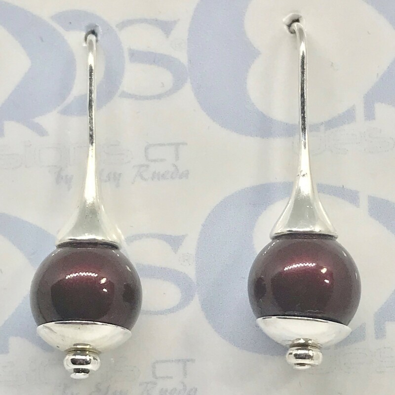 Espl-007 Ea0024-m, Maroon, Size: Earrings
12mm Swarovski Pearls-Silver Plated Accessories-Silver Plated Fishhook