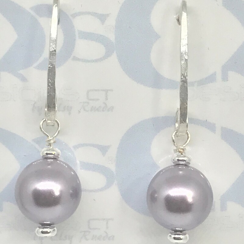 Ess-014 Ea0043-mv, Mauve, Size: Earrings
12mm Swarovski Pearls-Silver Plated Fishook Earwire