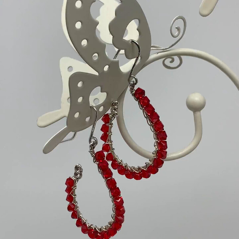 Ess-022 Ea0052-r, Red, Size: Earrings
4mm Swarovski Crystals-Sterling Silver Accessories-Sterling Silver Fishhook Earwire