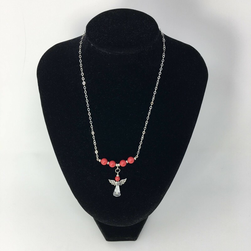 Anglg-sne-001 Ne0039-cr-c, Coral Re, Size: Necklace
4/8mm Swar. Pearls - 12 Swar.Artemis Crystals - Silver Plated Accessories