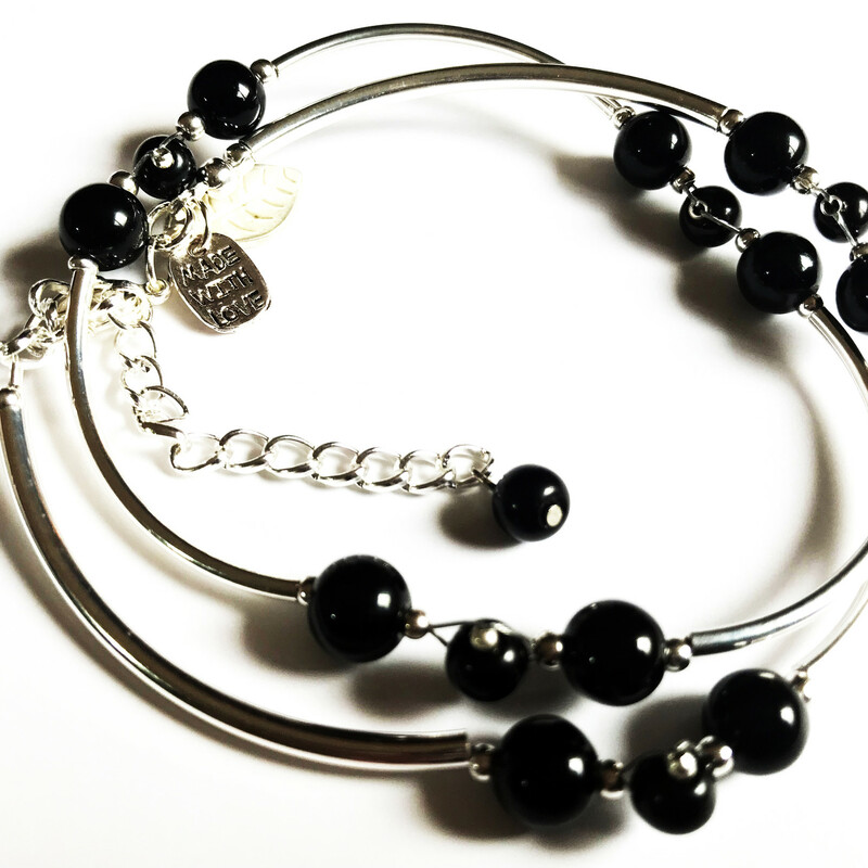 Mimi Wr0007-bl 18, Jet Blac, Size: Wraps-neck
6&4mm Swarovski or Chezch Pearls-Silver Plated Accessories