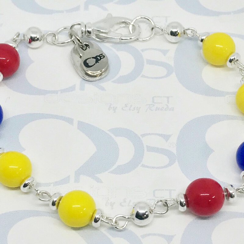 Soccer-fan Br0026-t 7.5, Yellow-b, Size: Bracelet
8mm Czech Crystal Beads-Sterling Silver Accessories