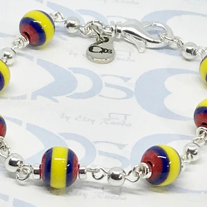 Tricolor Br0031ov-t 7, Yellow-b, Size: Bracelet
8mm Colombian Resine Beads-Sterling Silver Accessories