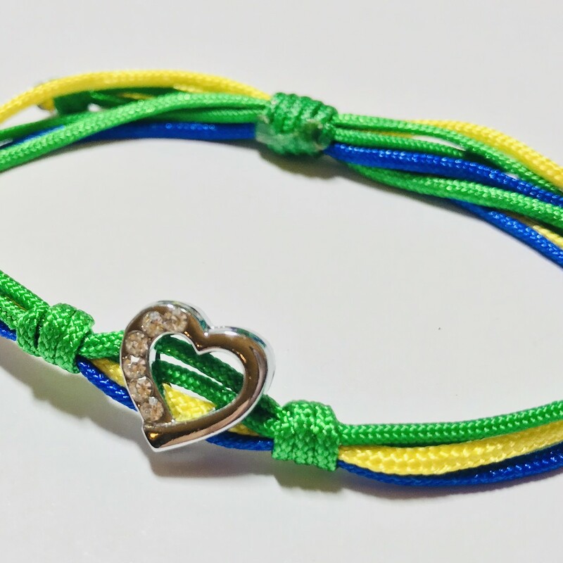 Nylon-n-heart Br0046-gyb , Green-ye, Size: Bracelet
Silk Nylon Cord - Silver Plated Letters Charms
