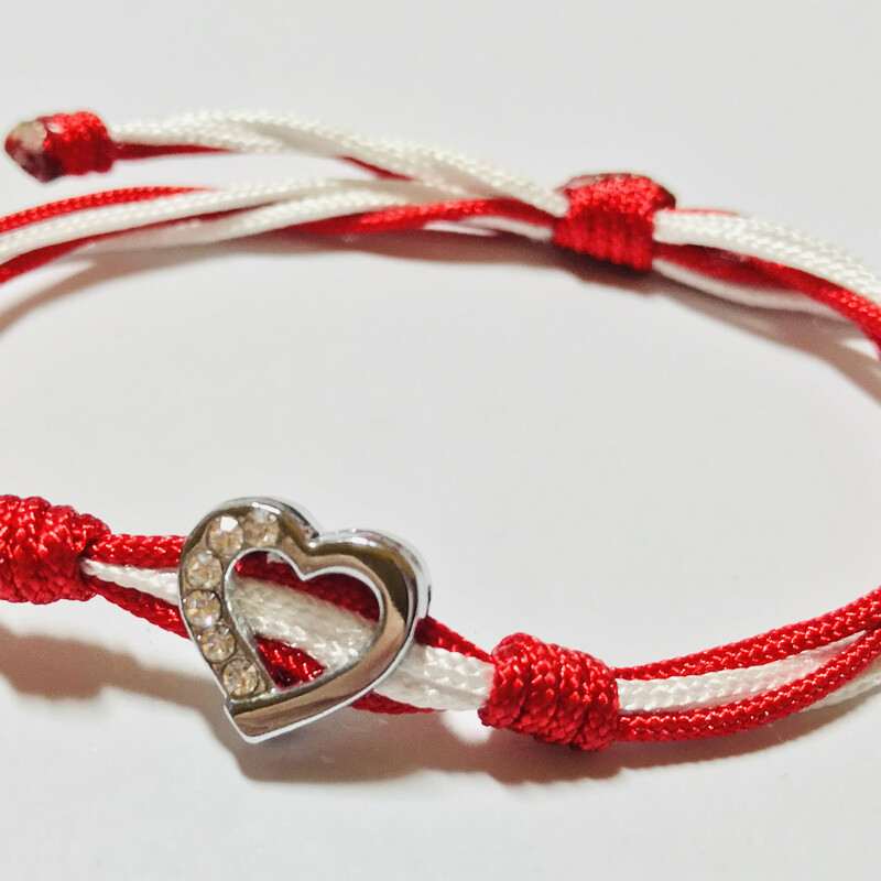 Nylon-n-heart Br0046-rw A, Red-whit, Size: Bracelet
Silk Nylon Cord - Silver Plated Letters Charms