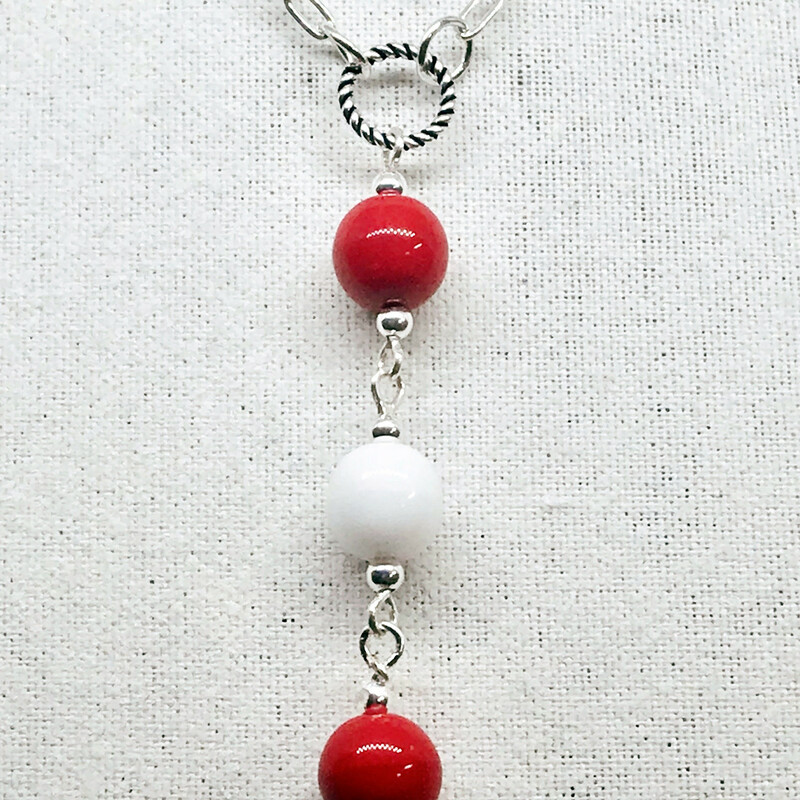 Mycolors Ne0026-rw 16, Red-whit, Size: Necklace
Sterling Silver Accessories - Czech Crystal Pearls - Chain Length: 16 inches
