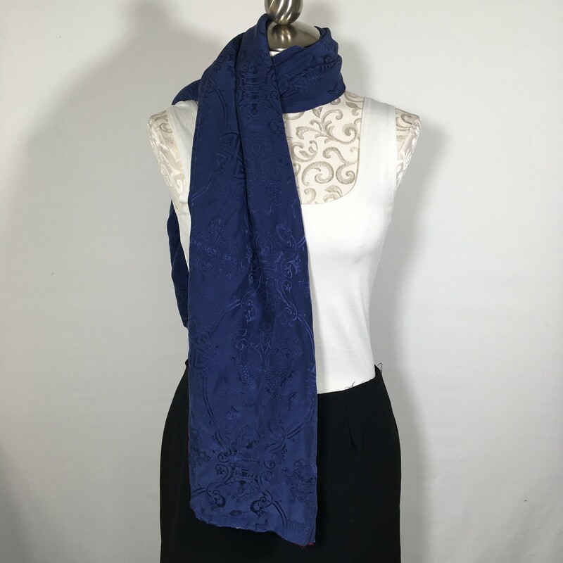 125-057 No Tag, Blue And, Size: Scarves textured patterned blue and marron reversible scarf silk  Good Condition