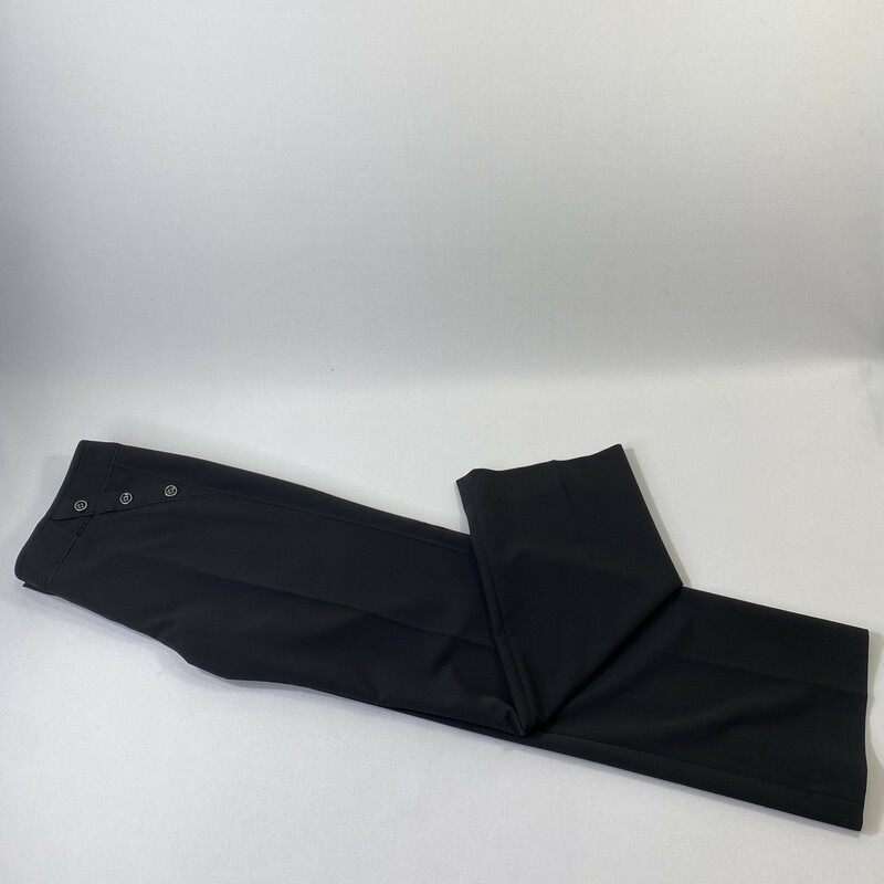 100-0099 Larry Levine, Black, Size: 6 black slacks with buttons on front 71% polyester 26% viscose 3% spadex  Good Condition