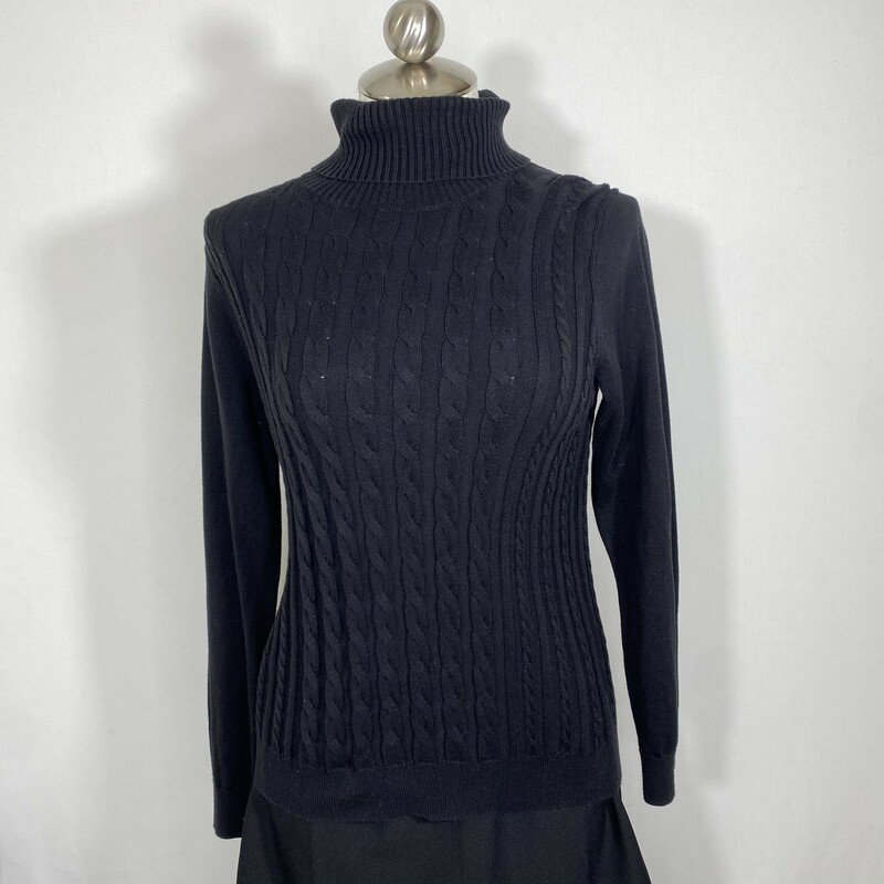 100-0352 Lands End, Black, Size: Small Black long sleeve patterned sweaterSize S 100% baumwolle  Good Condition