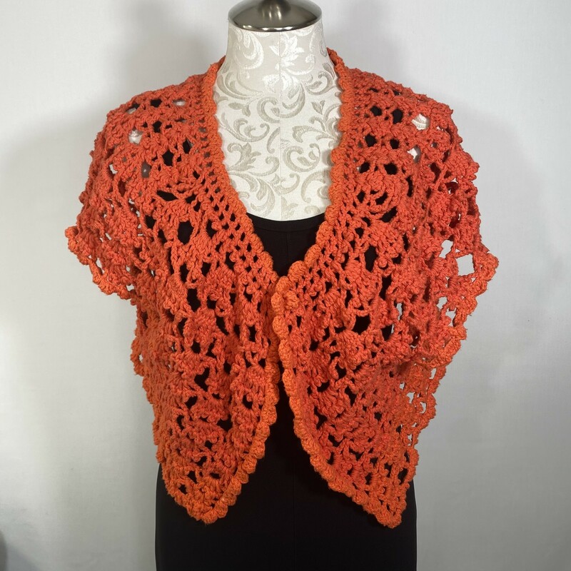 100-0255 No Brand, Orange, Size: One Size short sleeve knit cardigan none  Good Condition