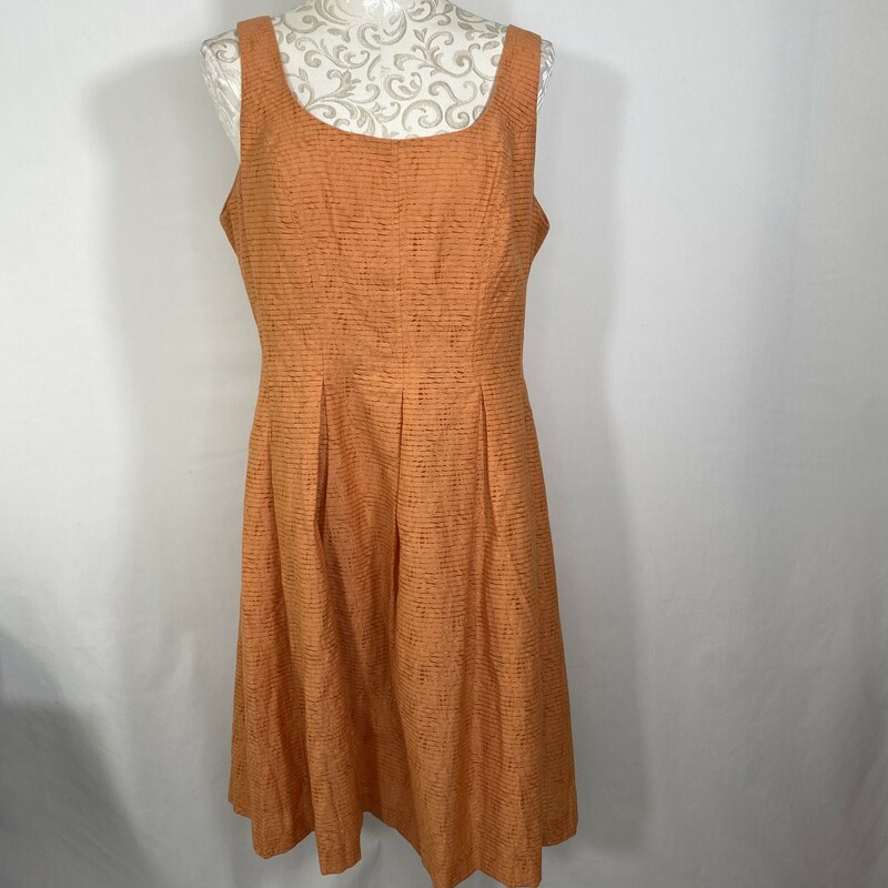 100-0082 Nine West, Orange, Size: 16 textured striped pleated tank top dress 77% cotton 23% nylon  good condition