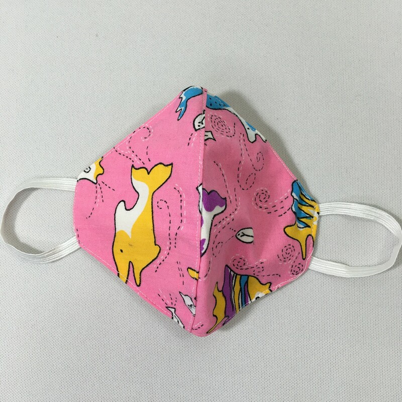 Fish Line Patterned Mask, Pink, Size: Masks