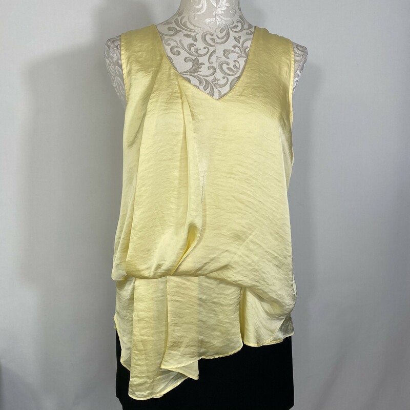 Philosophy Silk V Neck Ru, Yellow, Size: Medium 100% polyester