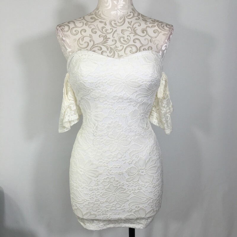 BlueBlush Lace Off Should, White, Size: Small