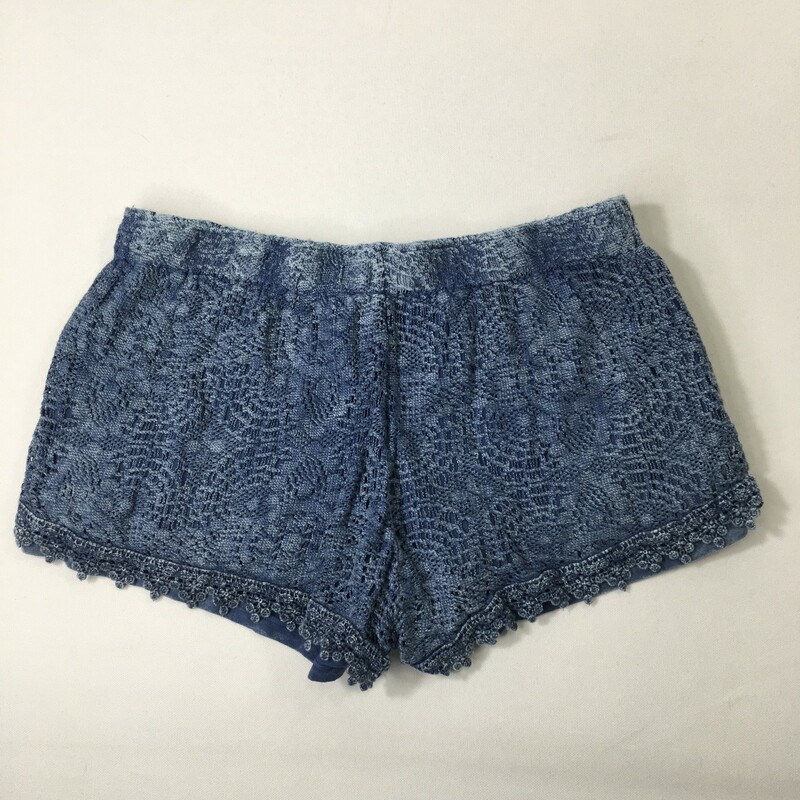 100-185 Indigo Rein Lace, Blue, Size: Large 100% cotton dye wash short