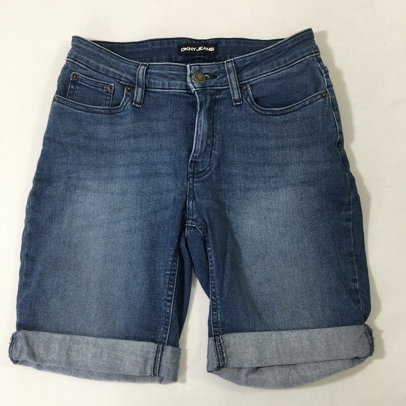 DKNY Jeans Mid Length Sho, Blue, Size: 4 mid wash jean cuffed shorts