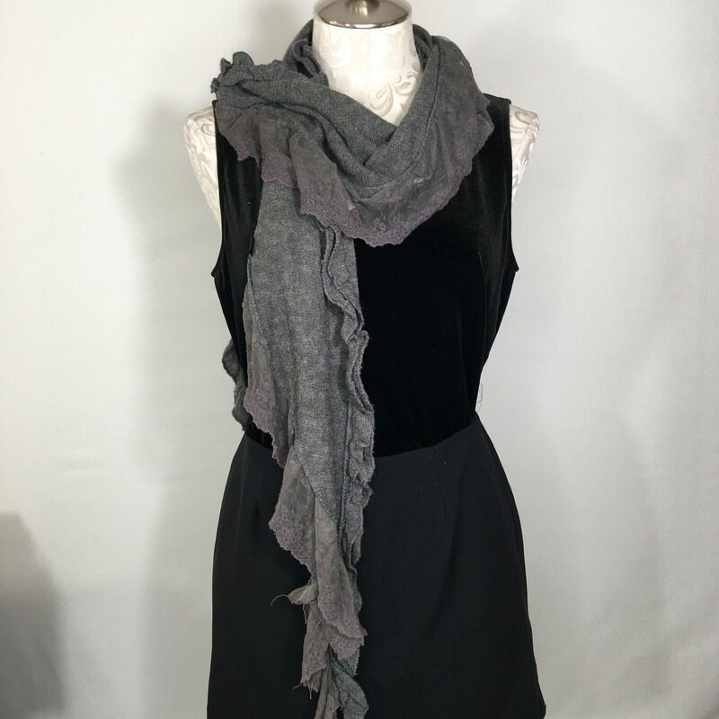 Lace Ruffled Scarf, Grey, Size: Scarves