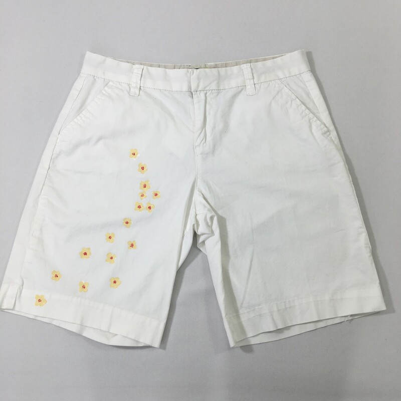 102-246 Calvin Klein Shor, White, Size: 4 calvin klein jeans with painted flowers on front 98% cotton 2% elastane