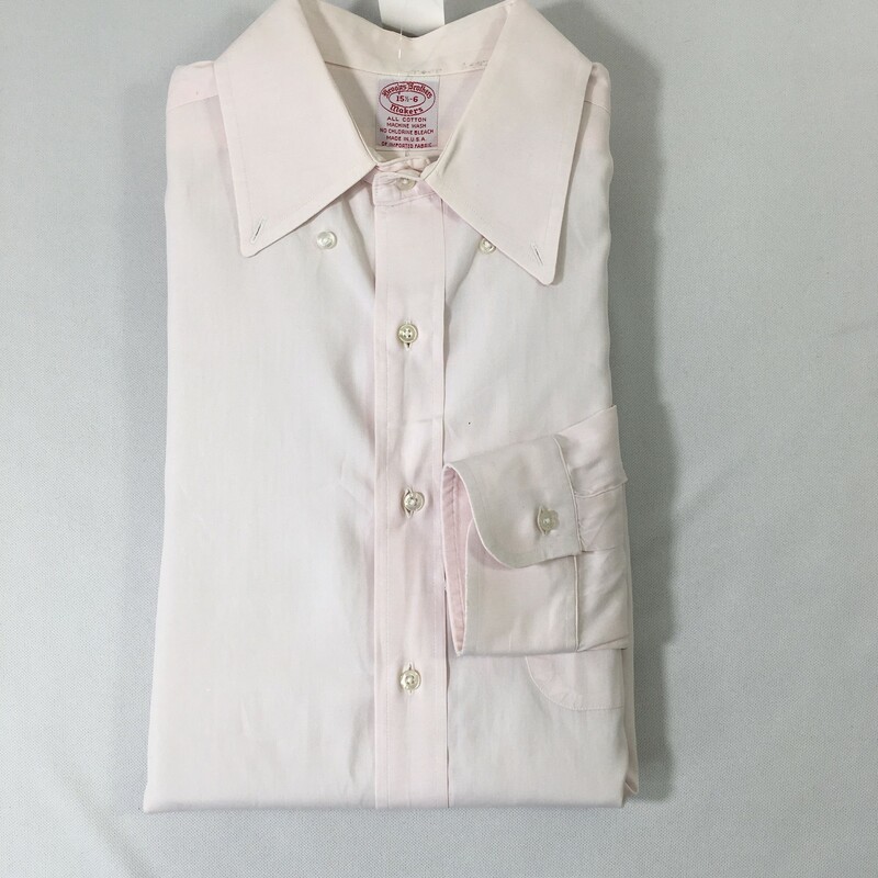 100-1068 Brooks Brothers, Pink, Size: 15.5-6 button up 100% cotton