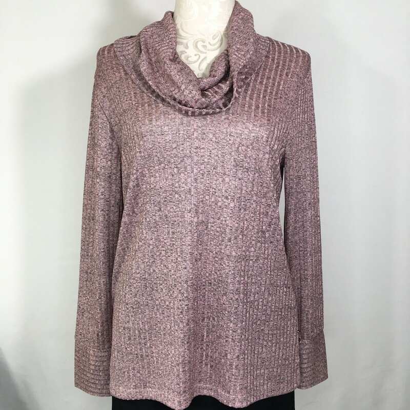 Jones New York Ribbed, Pink, Size: Medium large cowl neck ribbed pink/grey sweater top