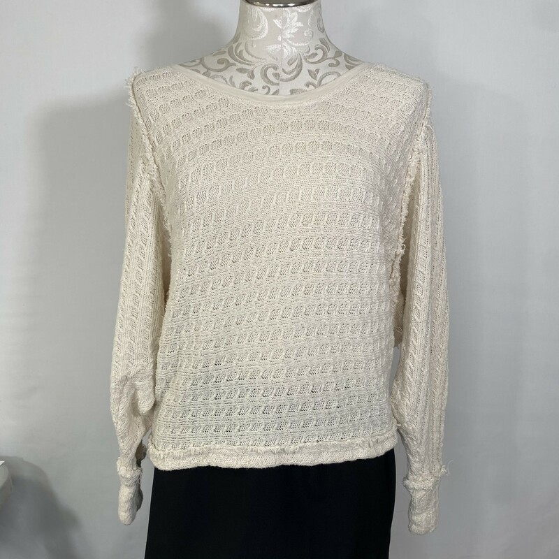 We The Free Knitted, White, Size: XS knitted oversize crop sweater free people