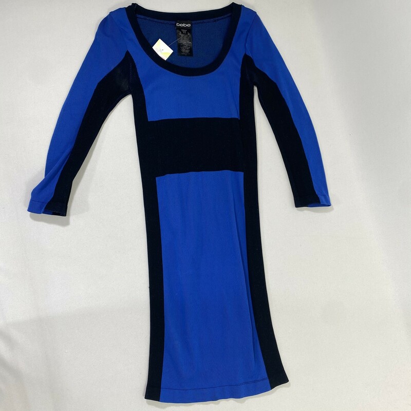 100-437 Bebe Bodycon, Blue, Size: Small mid length sleeve dress