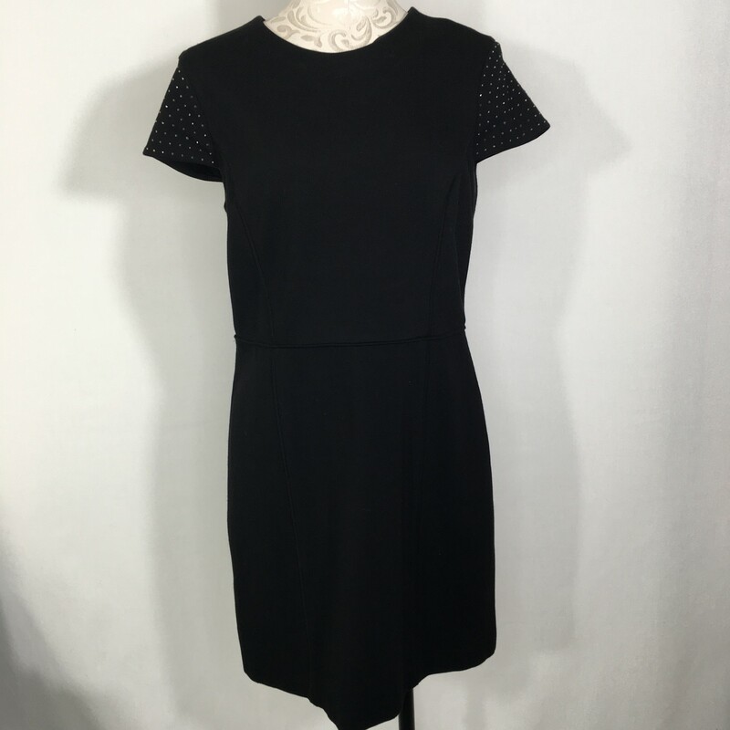 100-127 Cynthia Steffe, Black, Size: 12 plain black dress with studded short sleeves