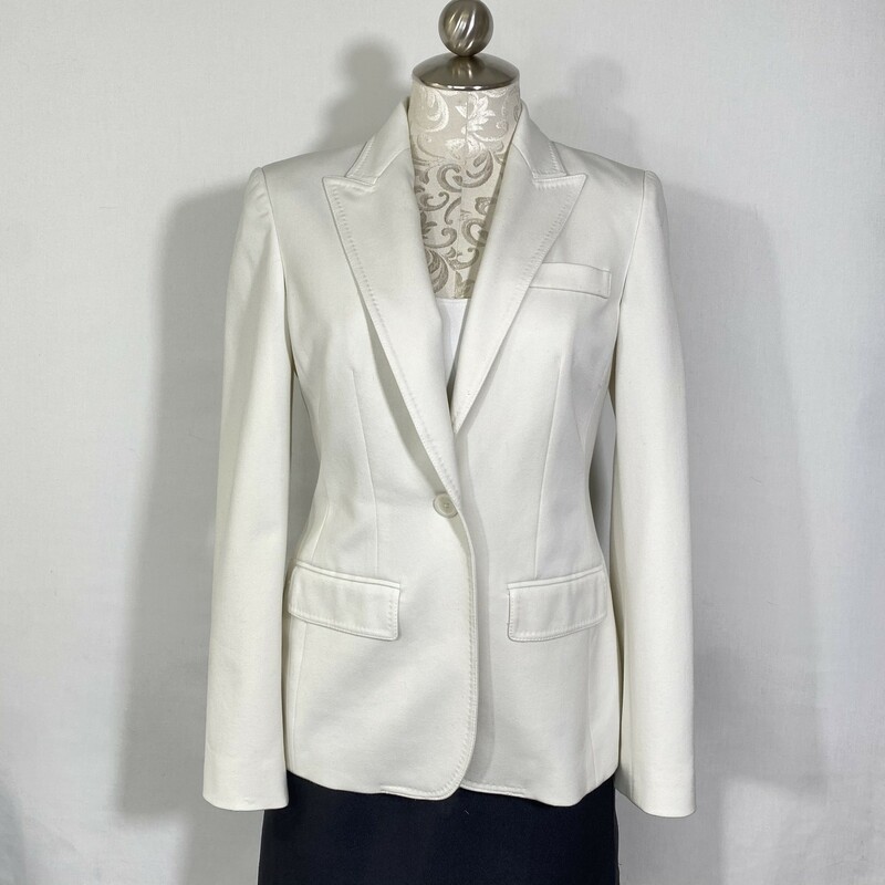 100-444 Anne Klein Blazer, White, Size: 2 one button blazer with buttons on sleeves