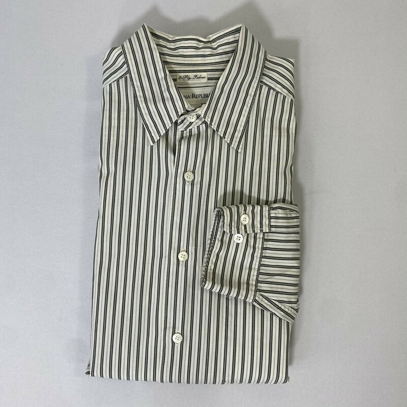 100-1076 Banana Republic, White, Size: Large green striped dress shirt