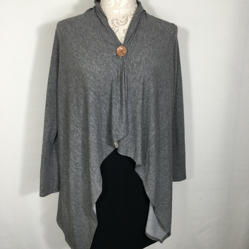 Bobeau One Button Cardiga, Grey, Size: XS thin grey cardigan with tan button