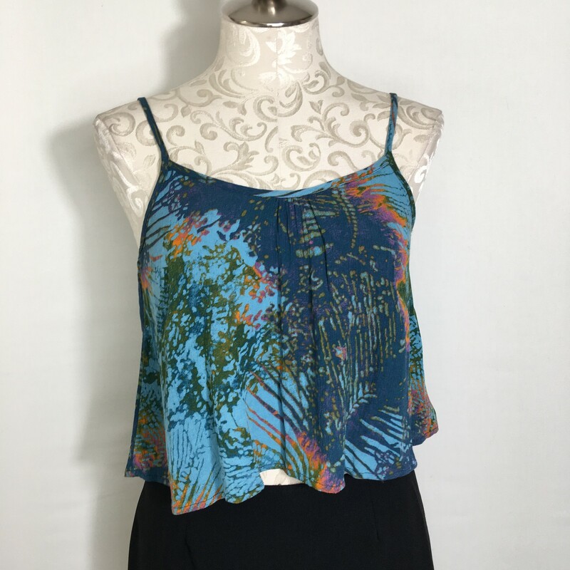 Mossimo Patterned Crop Ta, Blue, Size: XS
