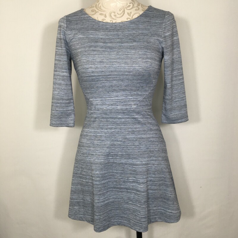 H&M Mid Length Sleeve Str, Blue, Size: XS striped skater dress light blue and grey