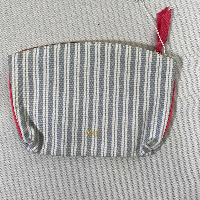100-271 Striped Pink And, Grey, Size: Makeup Bag