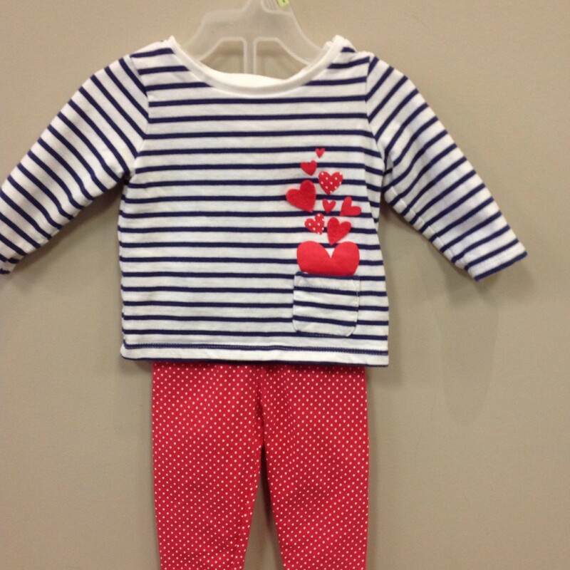 Carters 2 Pc Outfit, Red/navy, Size: 9 Mos