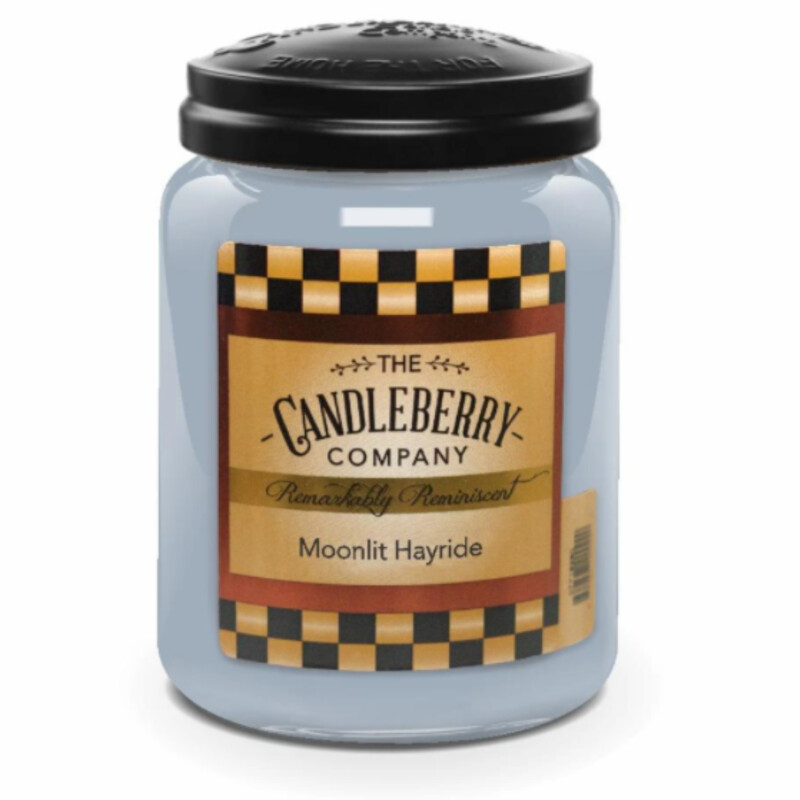 Moonlit Hayride Candleberry Candle
Lt Grey Size: 26oz/120hr
Fragrance Description: A fragrant breeze puppets the leaves that dance by a moonlit path. The orchard trees are dropping the apples to bob in the old kitchen bath. A million stars an autumn apex, angora and warming attire, cradle the necks of the family beside it, the warming and crackling fire. A blue mammoth moon is a hypnotic light that the muscular steed is reflecting. Stories and cider are making eyes wider, they relish the shadow projecting. A symphony-whispering, cornstalk ocean lines the old wagon way. Radiating firewood calms to a glow, bringing close to a long harvest day. This perfect family evening is captured by notes of sweet, creamy vanilla bean, cloven leather, smoked cider-soaked patchouli and cedar wood.