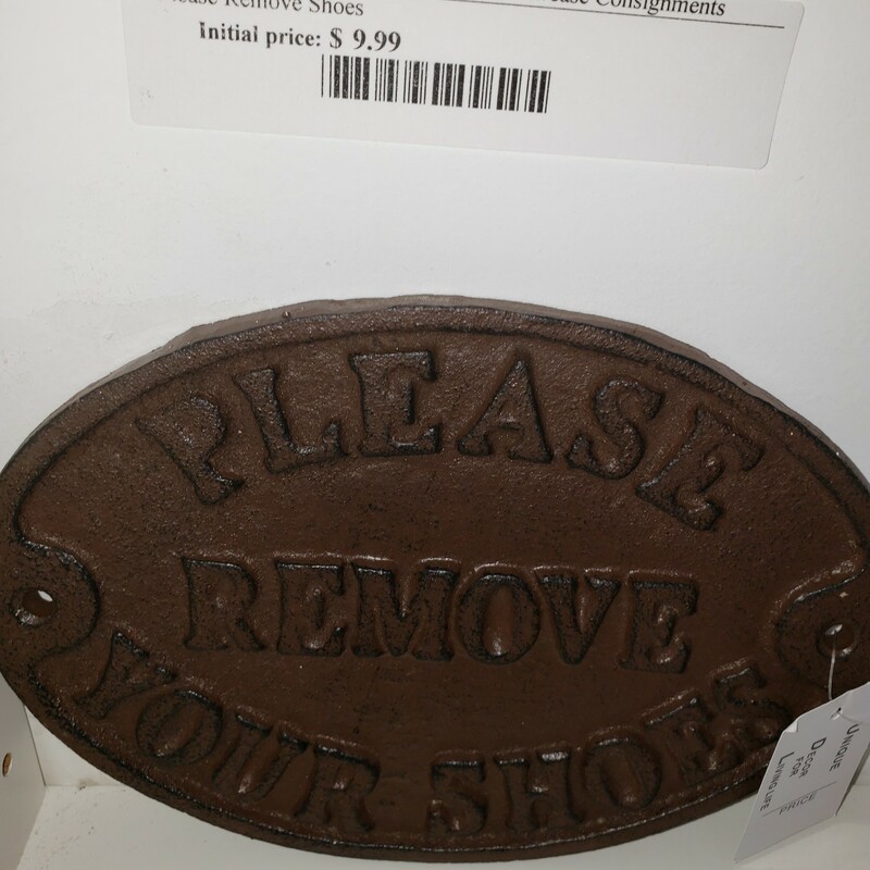 7in Please Remove Shoes Metal Sign
