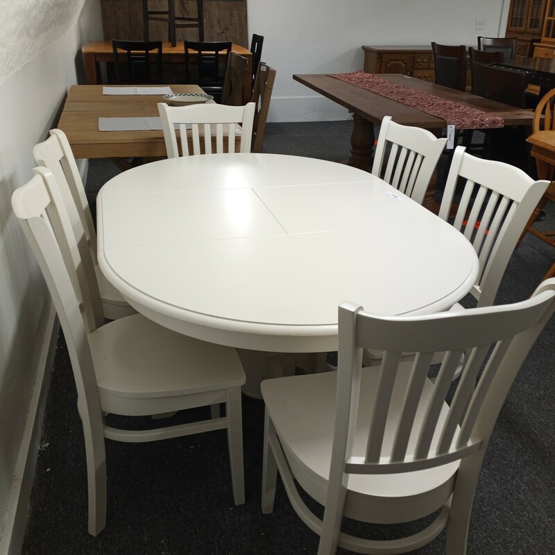 Table 6 W Leaf 6 Chairs,off white