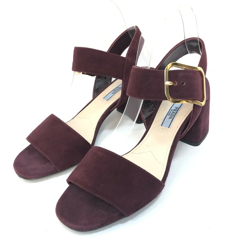 Prada Suede Block Heel Sandal, Size 37, $199.99