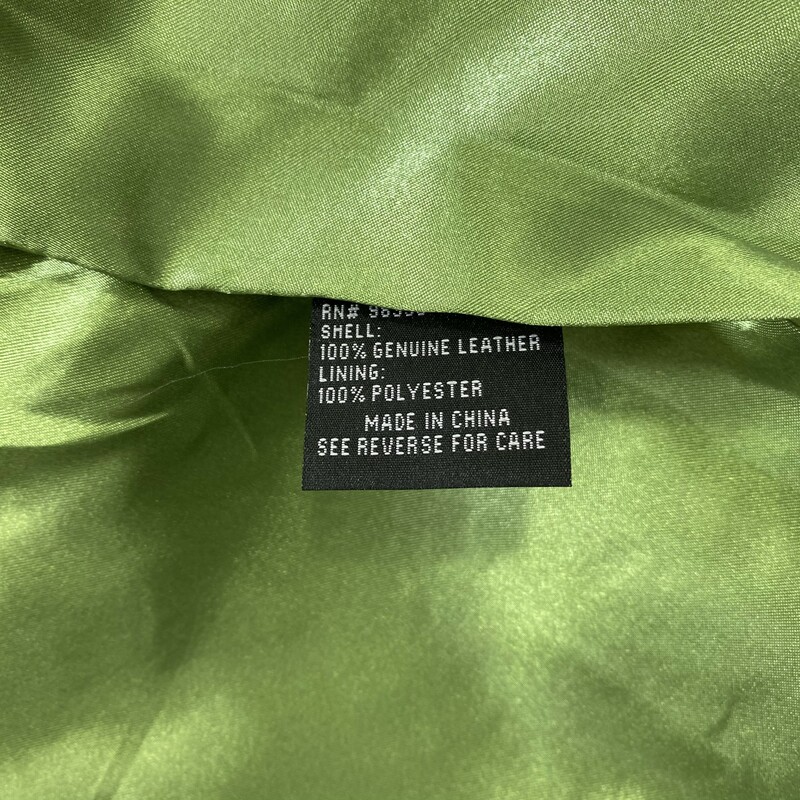 121-029 Pamela Mccoy, Green, Size: Medium Green leather jacket Genuine Leather
