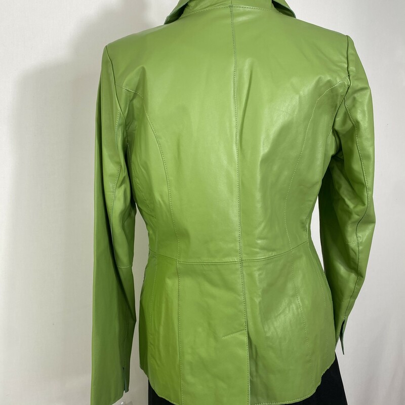 121-029 Pamela Mccoy, Green, Size: Medium Green leather jacket Genuine Leather