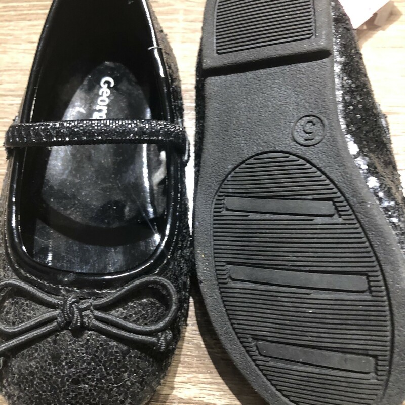 George Flat Shoes, Black, Size: 5T<br />
GLITTER