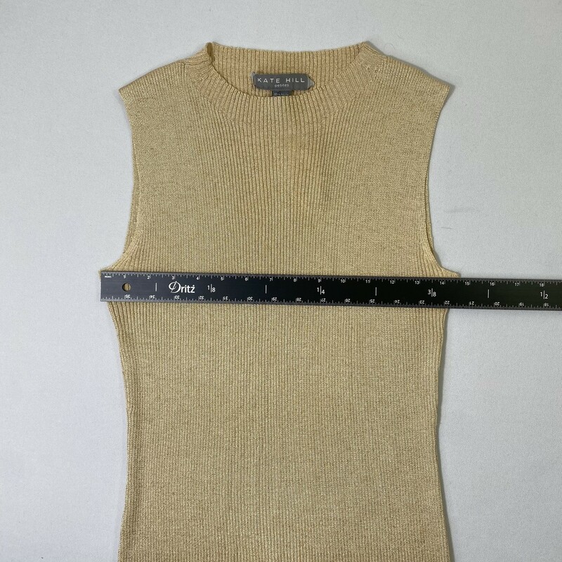 Kate Hill Sparkly Sweater, Gold, Size: Medium Petite Size Sweater Tank top 85% Rayon 10% Polyester 5% Metallic