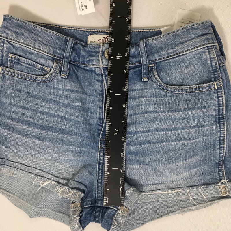 Hollister Jean Shorts, Blue, Size: 1 waist 25