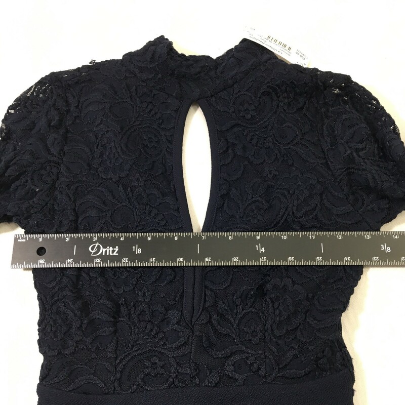 Windsor Lace Skater Dress, Blue, Size: XS long sleeve keyhole dress 60% nylon 38% polyester 2% spandex
