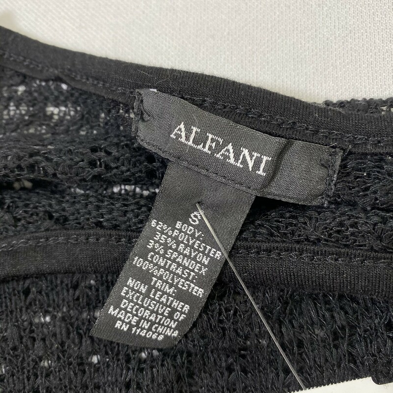 Alfani Sheer Sweater Top, Black, Size: Small
