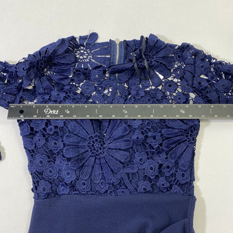 Long Sleeve Lace Top Dres, Blue, Size: Small 90% polyester 10% spandex