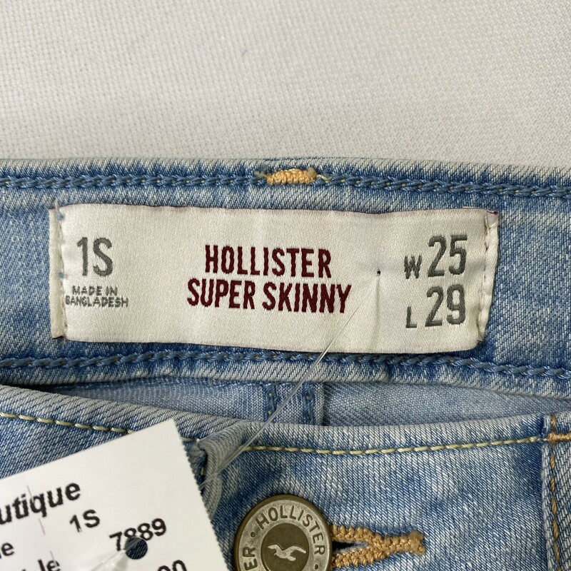 Hollister Super Skinny Je, Blue, Size: 1S waist 25 length 29 Light wash skinny jeans