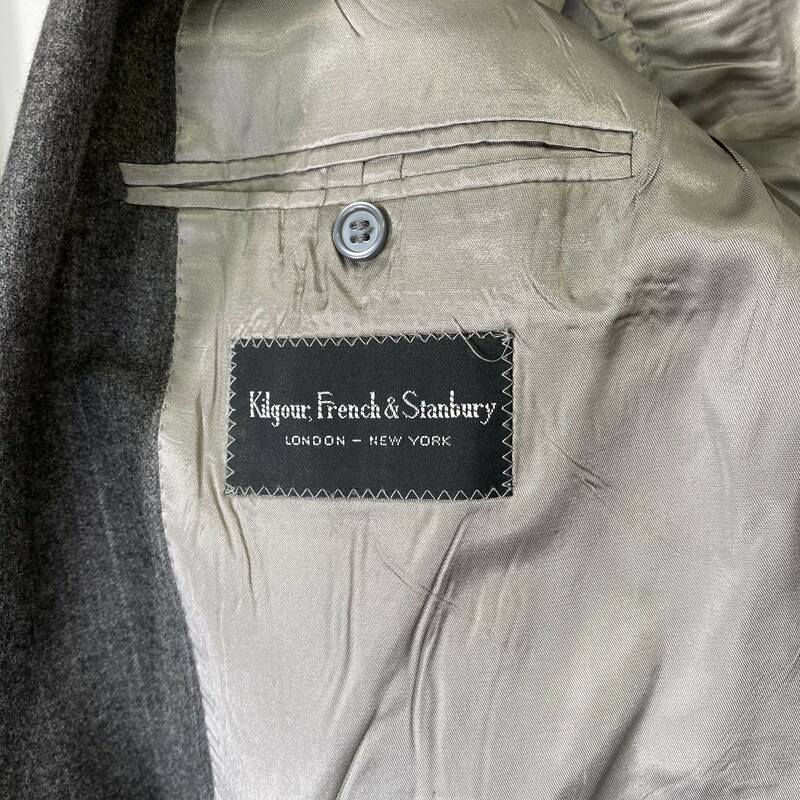 Barneys New York, Gray, Size: Large 41LG 34LG light striped jacket and pants suit 90% wool 10% cashmere