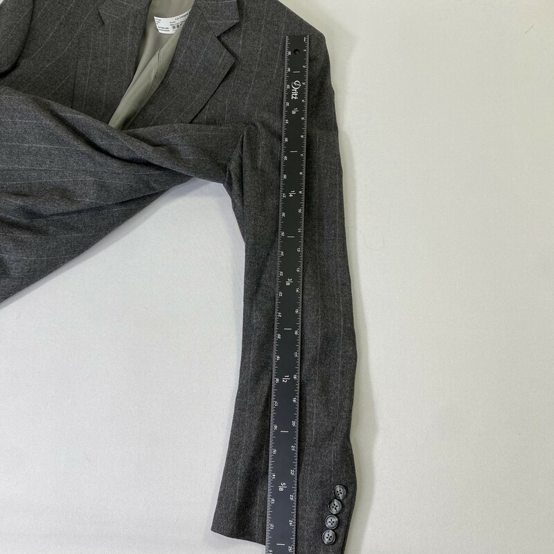 Barneys New York, Gray, Size: Large 41LG 34LG light striped jacket and pants suit 90% wool 10% cashmere