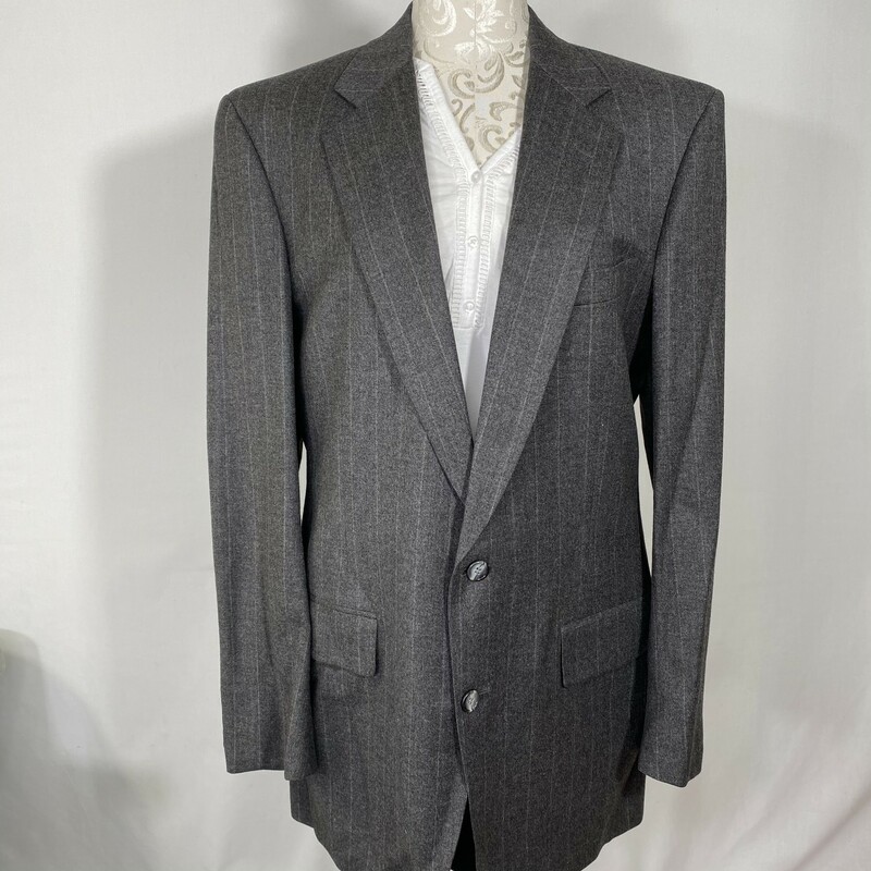 Barneys New York, Gray, Size: Large 41LG 34LG light striped jacket and pants suit 90% wool 10% cashmere